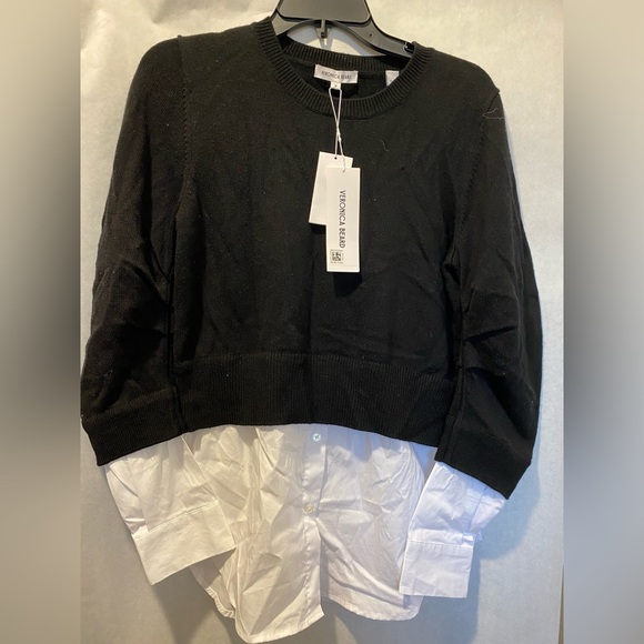 Veronica Beard Amirah Mixed-Media Sweater | NWT | Size M | Black - Picture 8 of 10